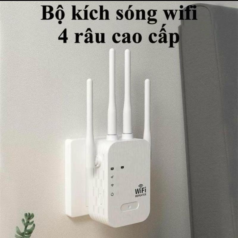 Bộ kích sóng wifi 4 râu tốc độ cao, hỗ trợ kích sóng cục kéo k dây xung mạnh repeater wifi