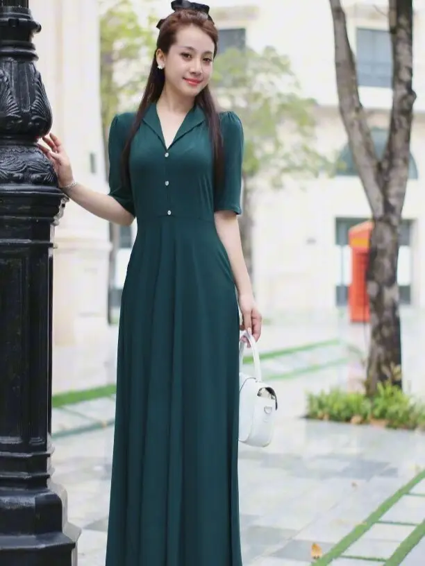 [ GIÁ TẬN XƯỞNG  FREESHIP ] Đầm Trơn Thiết Kế  Cổ Bẻ Đính Hạt Sang Trọng Có Bigsize Co Dãn 4 Chiều Mềm Mát MÃ 23
