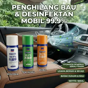 Penghilang Bau Mobil & Desinfektan Spray Otomatis 180ML - Parfum Pewangi Interior Anti Bakteri Kuman 99.9% - Air Purifier Fogging - Aroma Kolonia Green Tea Buah Segar