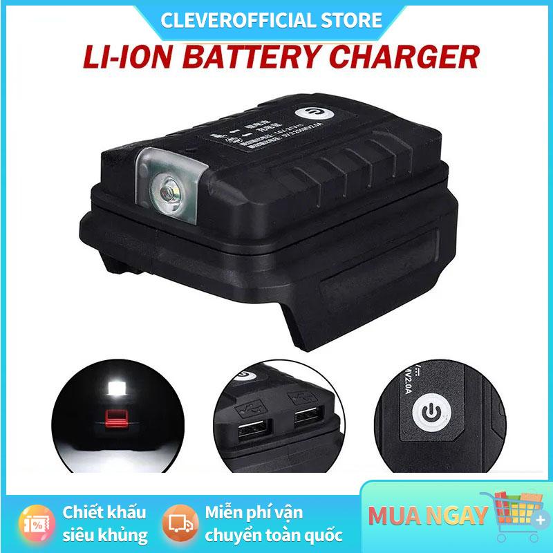 Bộ chuyển đổi pin thành sạc dự phòng 2 cổng USB, Chuyển đổi pin Lithium 18V thành sạc dự phòng di động có 2 cổng USB,Sạc dự phòng, có đèn