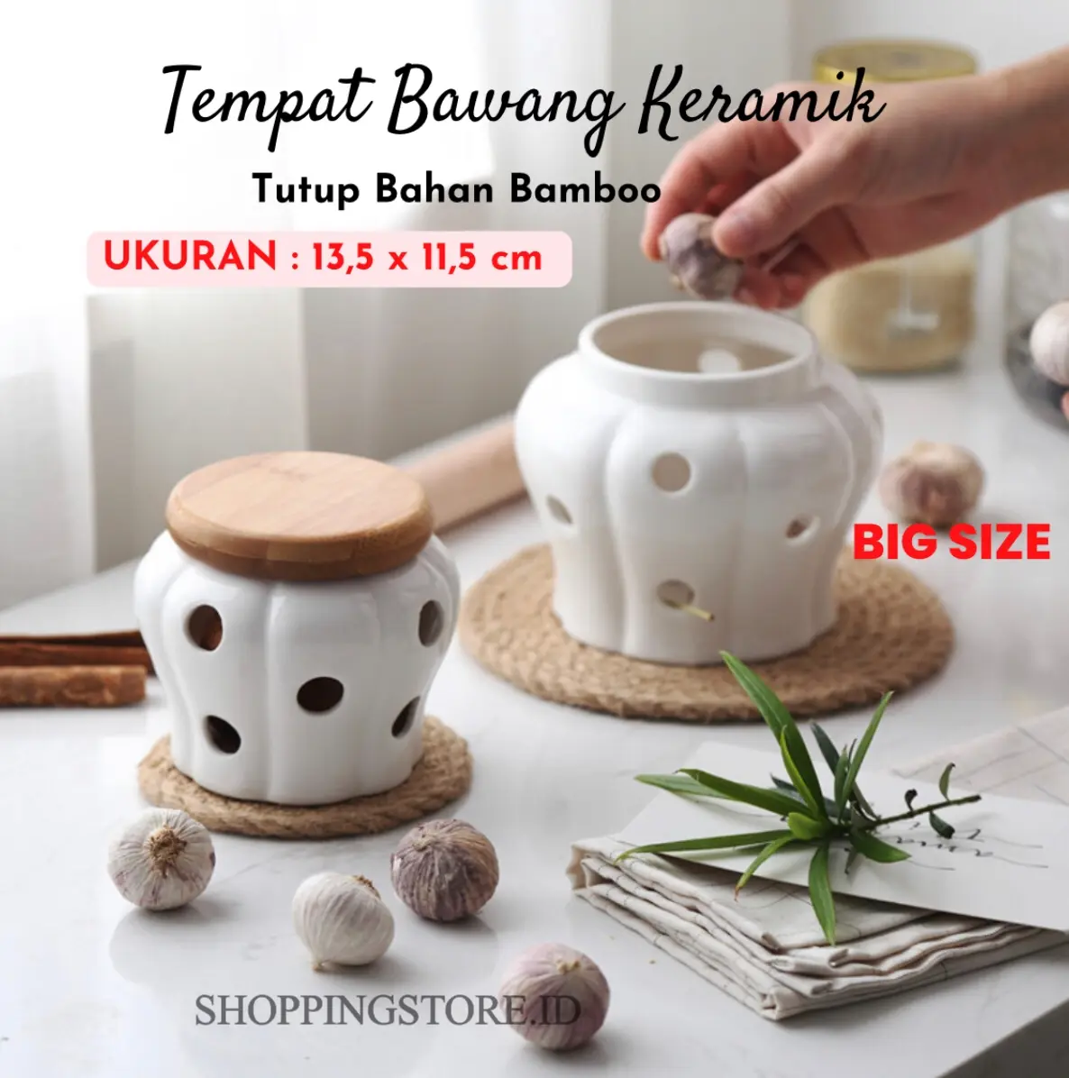 Tempat Bawang / Penyimpanan Bawang Keramik / Tempat Bawang Aesthetic