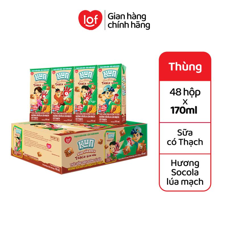 Kun socola sữa lúa mạch có Thạch thùng 48 hộp x 170ml-LS