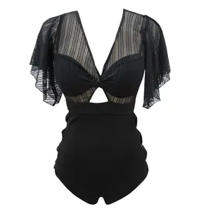 Swimsuit  Ruffle Monokini Baju Renang Wanita Model One-piece  Swimwear Celana 8063