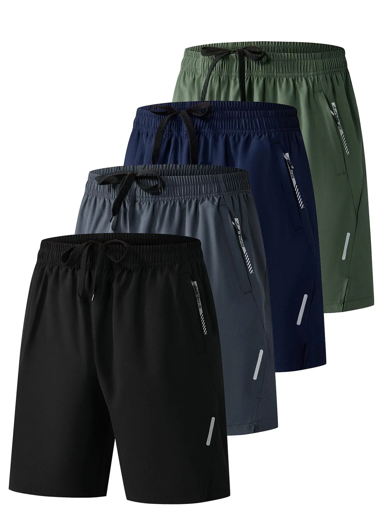 Men's Solid Color & Print Zipper Pocket Gym Shorts, Regular Fit Breathable Comfortable Shorts for Running Gym Workout, Men's Sportswear for All Seasons, Activewear