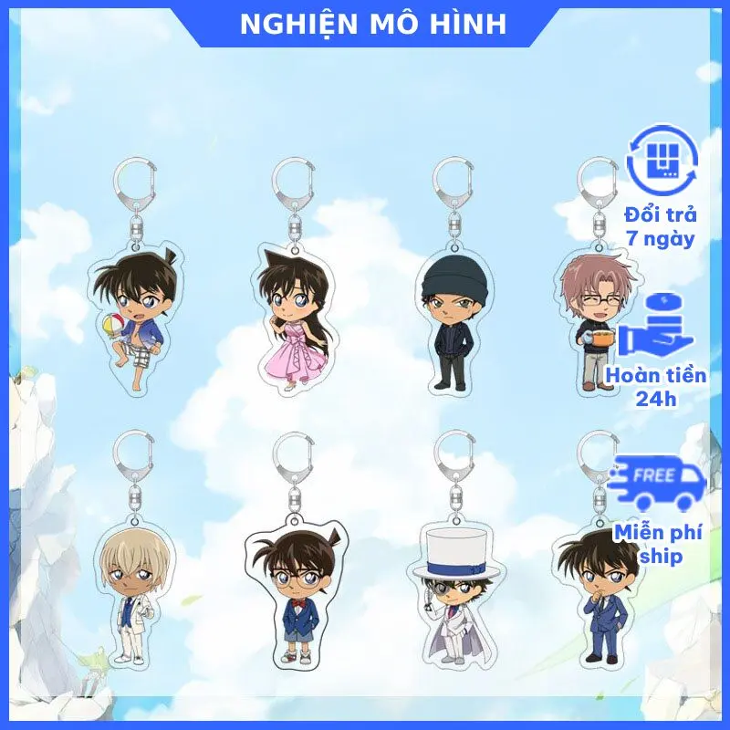 Móc khoá Mica Acrylic nhân vật thám tử lừng danh Conan Shinichi Haibara Ran Mori Kaito Kid Móc Chìa Khoá Móc Khóa Women Nữ Hoa