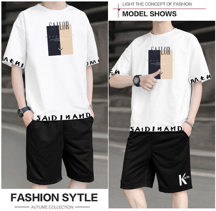 Product Introduction of 2025 New Trendy Two-Piece T-Shirt Summer Short Sleeve Set Men's Sports Casual Stylish Outfit Fashion Hot Sale 18