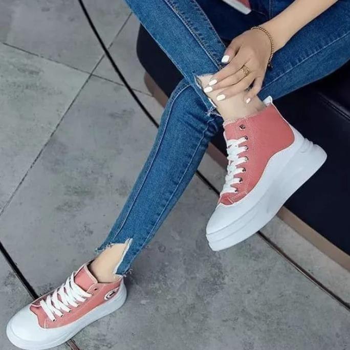 SEPATU MURAH!!! - Boots ALSTAR Sneakers Wanita Sepatu Convesse Semi Boot Bot Fashion Sneaker Tali Cantik Model Terbaru Paling Dicari Produk Lokal Kualitas Import GRATIS ONGKIR 2
