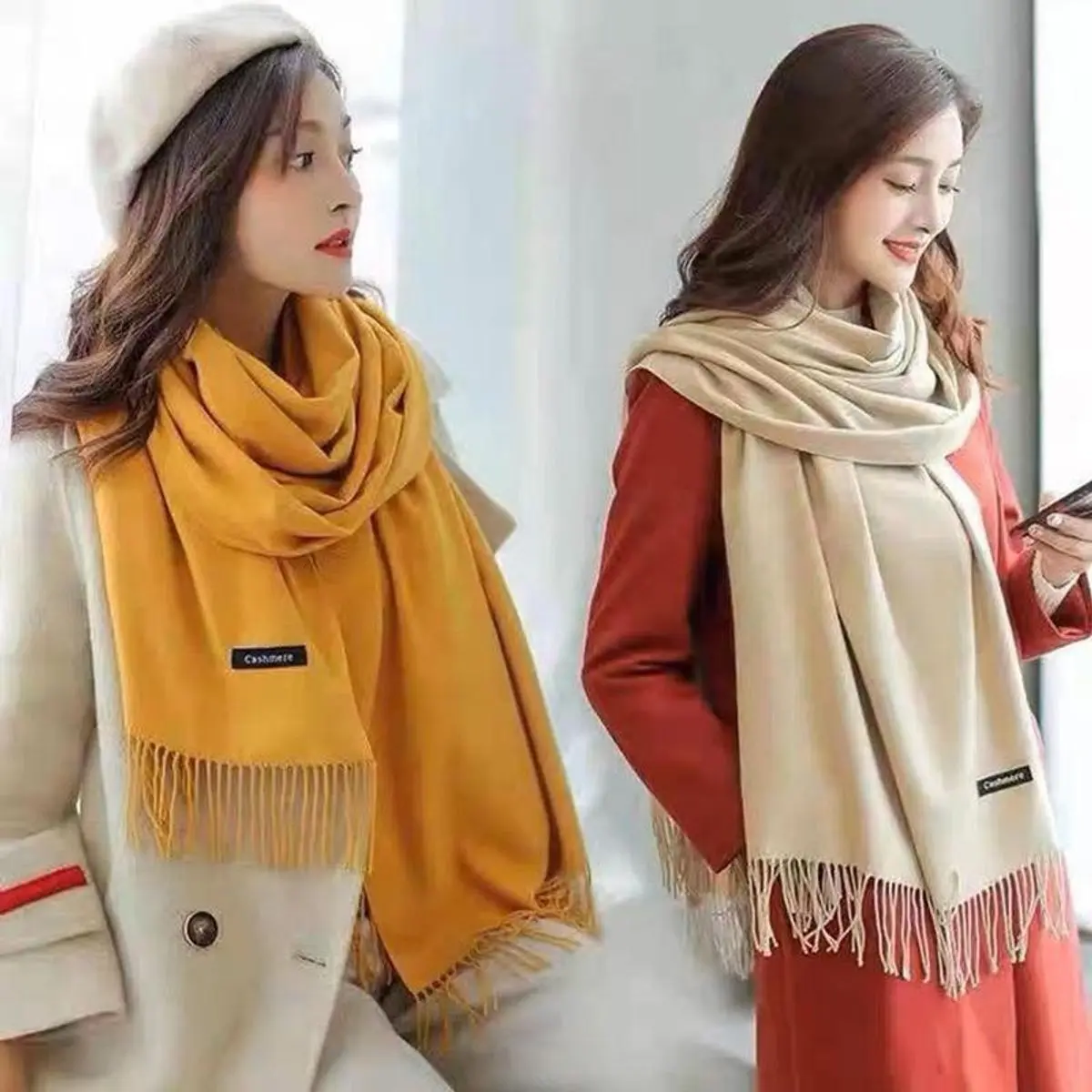 Khăn Choàng Cổ , Khăn Dạ Cashmer Khăn quàng cổ len thời trang mềm mịn. Nhung Women