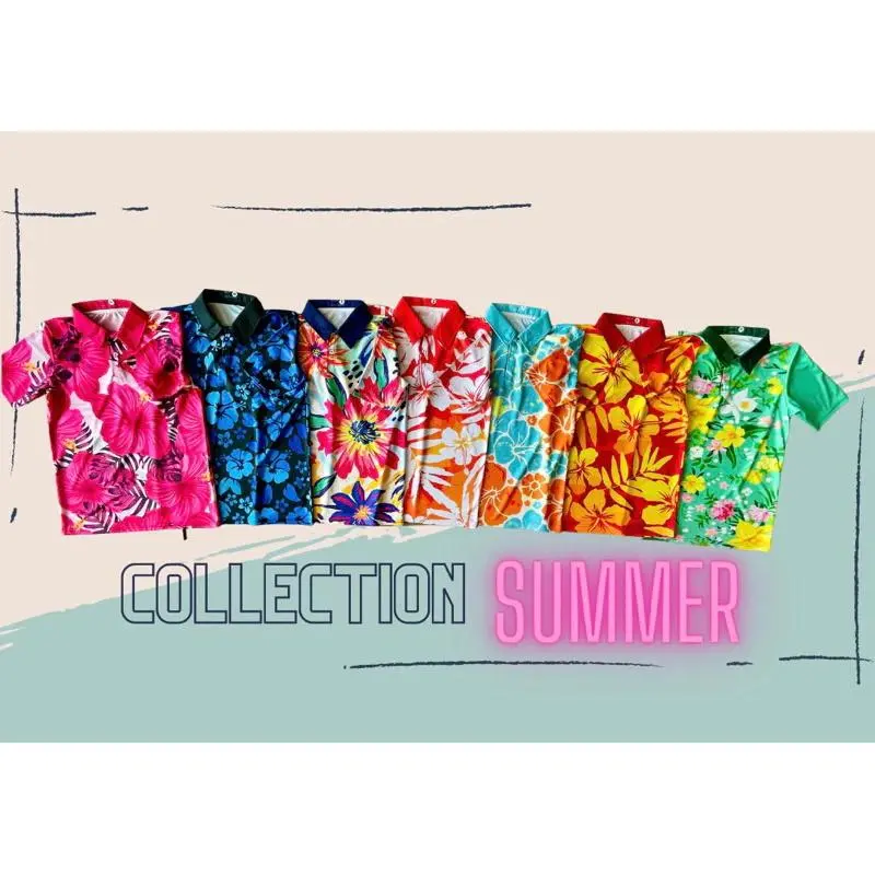 เสื้อโปโลลายดอกไม้ คอปกพิมพ์ลาย มีให้เลือกหลายสไตล์