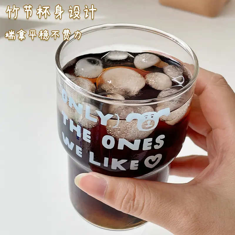 Cốc Nước Thủy Tinh, Phong Cách INS, Dày Và Dung Tích Lớn, Thích Hợp Cho Sữa Và Cà Phê, Đẹp Mắt, Gia Dụng, Chịu Nhiệt, Cốc Gắn Ống Tre, Chiết Xuất Lạnh, Cốc Cà Phê 1