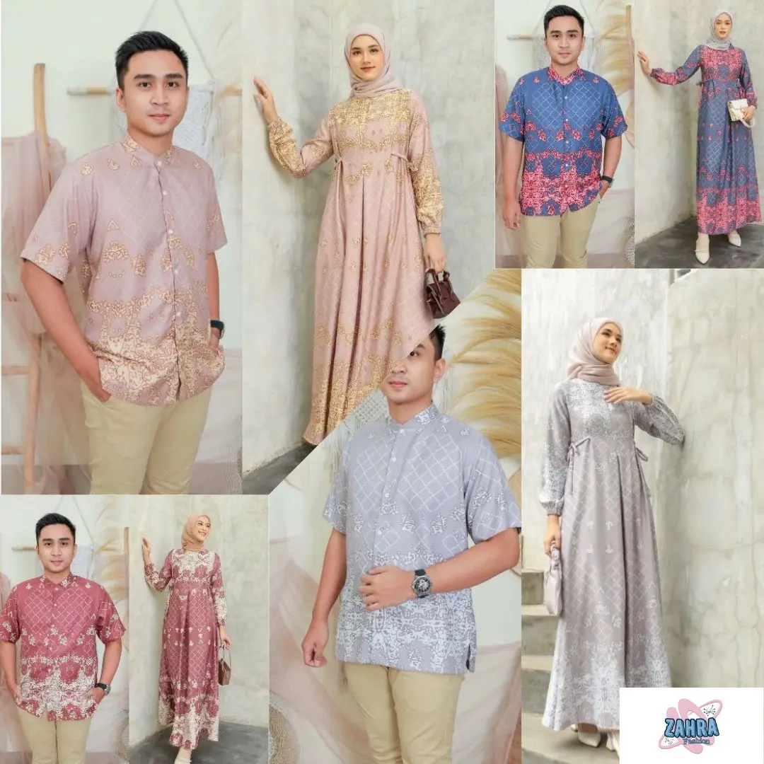 Gamis couple premium motif haen Gamis busui Gamis raya Pasangan Sarimbit Mewah Baju Dress Keluarga Muslim
