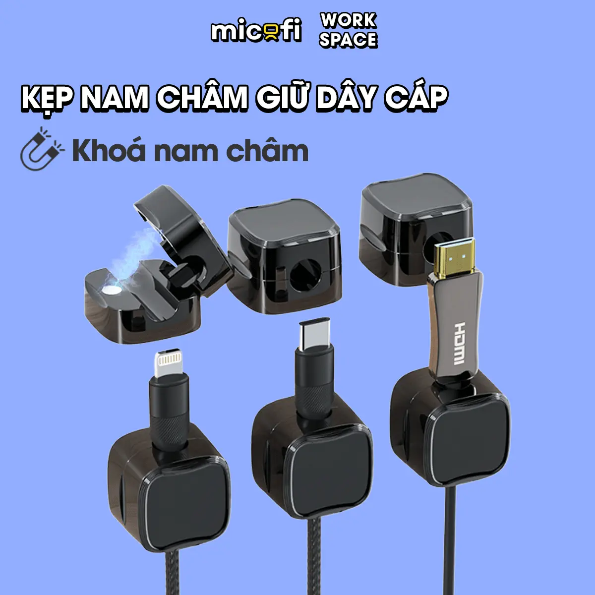 Kẹp Dây Điện, Khoá Treo Dây Sạc Điện Thoại Dán Tường, Cố Định Giữ Bảo Vệ Từ Tính Quản Lý Cáp Sạc Gọn Gàng Để Bàn