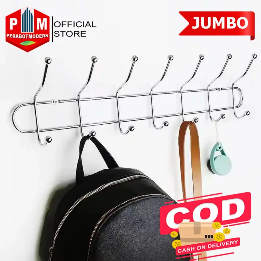 Kapstok Gantungan Stainless besar 7 kait Dan 8 Kait Tebal Kuat Kapstock Hook Door Hanger
