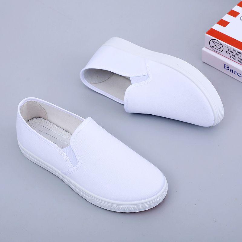 Giày Vải Lao Động Bắc Kinh, Giày Nam Và Nữ, Phẳng Màu Trắng, Không Trơn Trượt, Giày Thường Ngày Cổ Thấp, Giày Y Tá, Thoáng Khí, Dễ Phối Đồ, Giày Trắng, Năm 2023 6