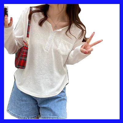 Áo thun nữ tay dài vải xược siêu xinh mẫu mới có nút cài màu trắng, kem, xanh bán chạy giá rẻ