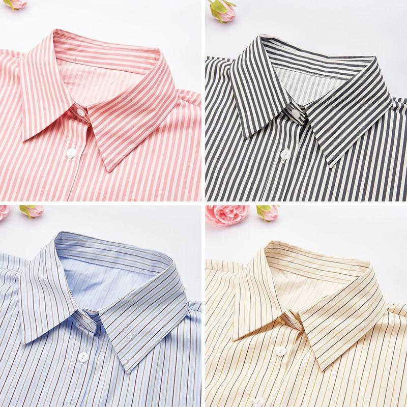 Product Introduction of Fashion Cotton Stripes Fake Collar Detachable Vintage False Blouse Collar Classic Casual Front Tie for Women 33