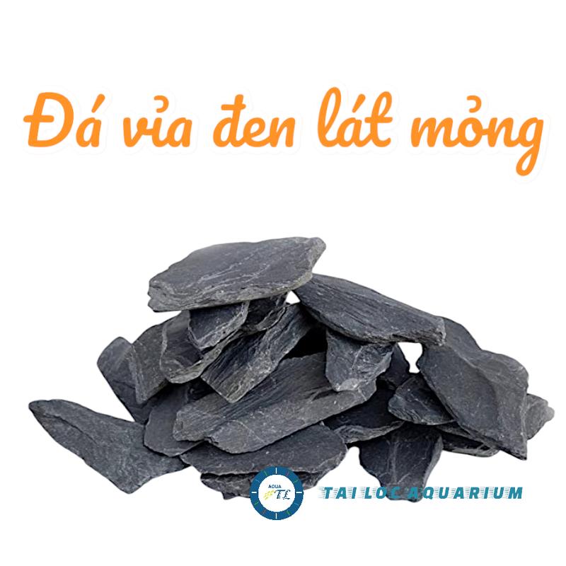  Trang trí bể cá: Đá vỉa đen lát mỏng  1kg  tạo layout bể cá thủy sinh 