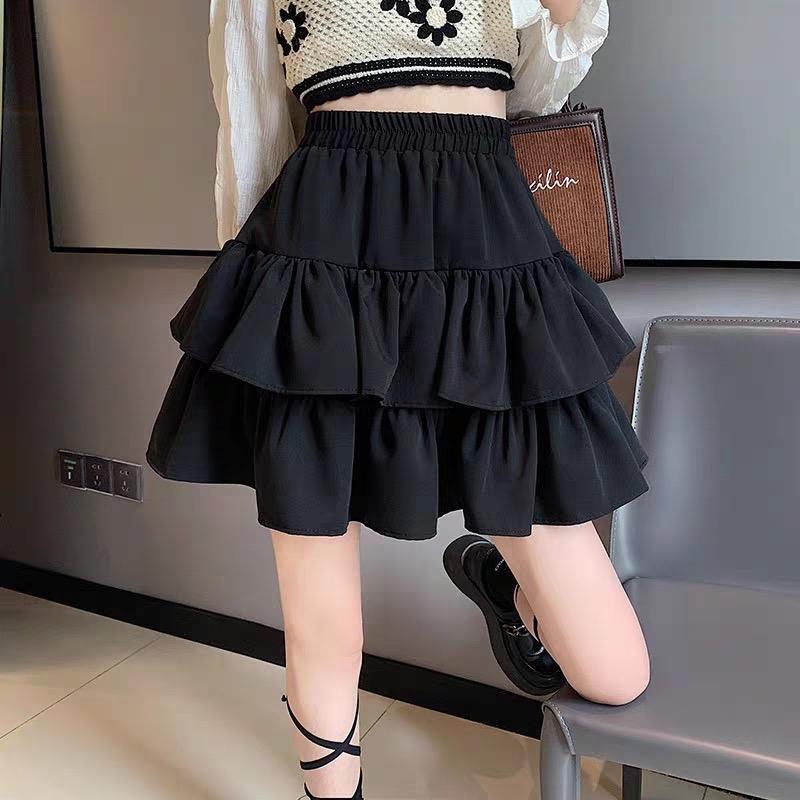  Chân Váy Bigsize nữ 2tầng xếp ly cạp cao lưng chun có quần bảo hộ style cá tính thời trang năng động CV XOE 