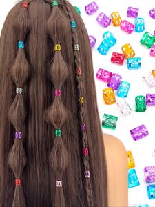 Joyería para el cabello colorblock para trenzas y rastas, anillos ajustables para el cabello, accesorios para el cabello para mujeres y niñas