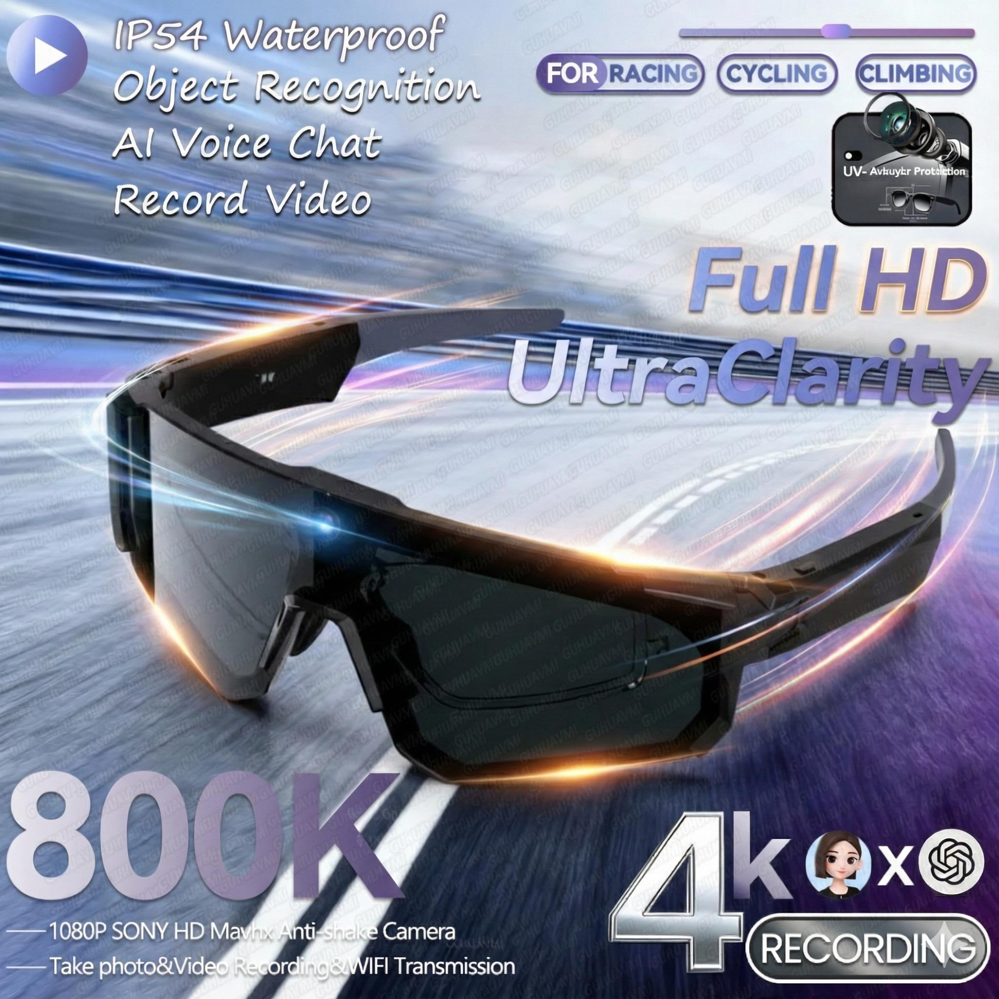 New 800W Camera 32GB Sport Smart Glasses Men Anti-shake Take Photo Video Recording Bluetooth Call Action Capture Cycling Glasses