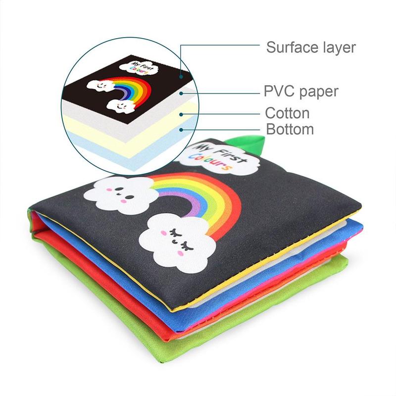 Baby Early Education Cloth Book, Soft Baby Books, Tear-proof Crinkle Cloth Books for Newborn Infant Babies, Animals Numbers Shapes Learning Book 7