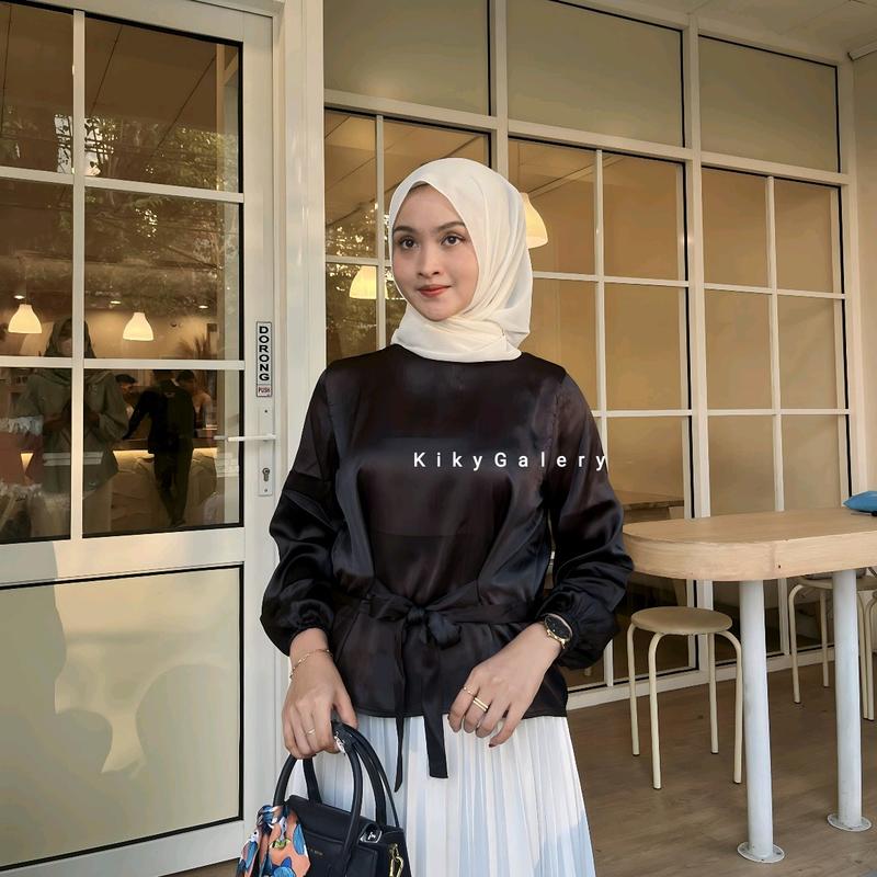 HAPPY ASMARA BLOUSE TALI SAMPING WANITA Atasan Top Baju Nyaman Panjang Satin Silk 6