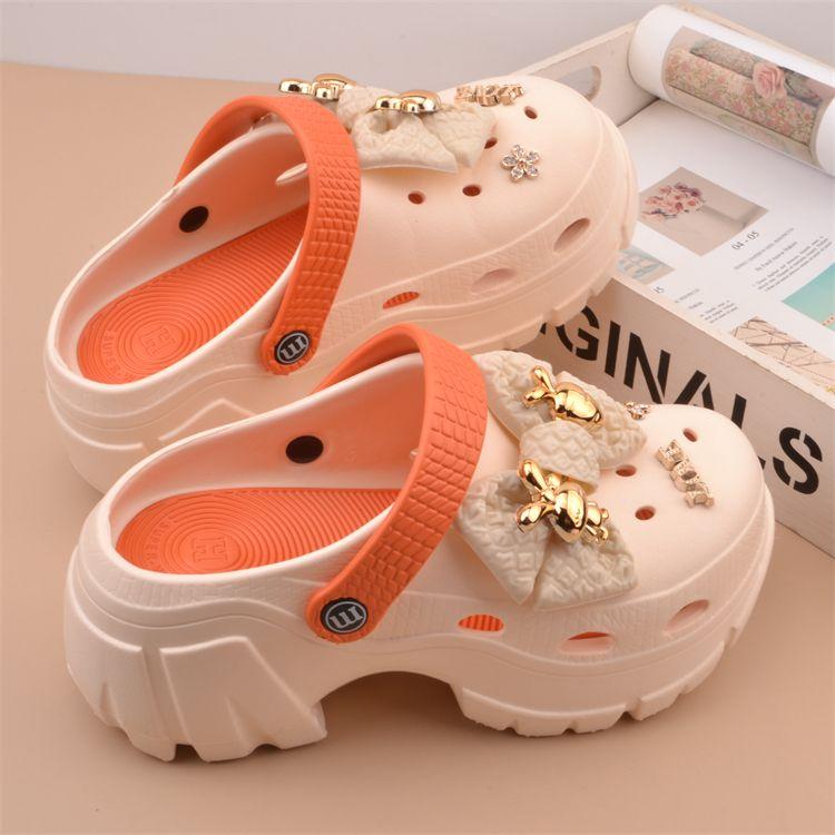 Dép Nữ, Nền tảng Nổi Tiếng Trên Internet, Đế Dày, Có Lỗ, Chiều Cao Gấp 7cm, Thích Hợp Đi Biển Mùa Hè, Làm Bằng Eva, Kiểu Bít Mũi, Chống Trượt, Dép Đi Biển, Hàng Mới Về DéP GiàY Shoes  Hoa Sandal