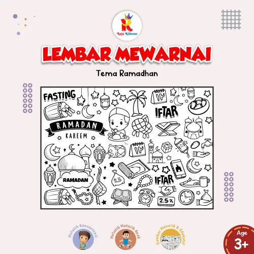 Raja Kidzone Mainan Edukasi Stiker mewarnai Tema Ramadhan Anak Permainan