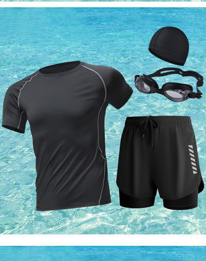 Product Introduction of [1557 People Collected] 2024 New Two-Piece Swimsuit Set Men's Full Body Sun Protection Short Sleeve Top Swimming Summer Anti-Embarrassment Double Layer 13