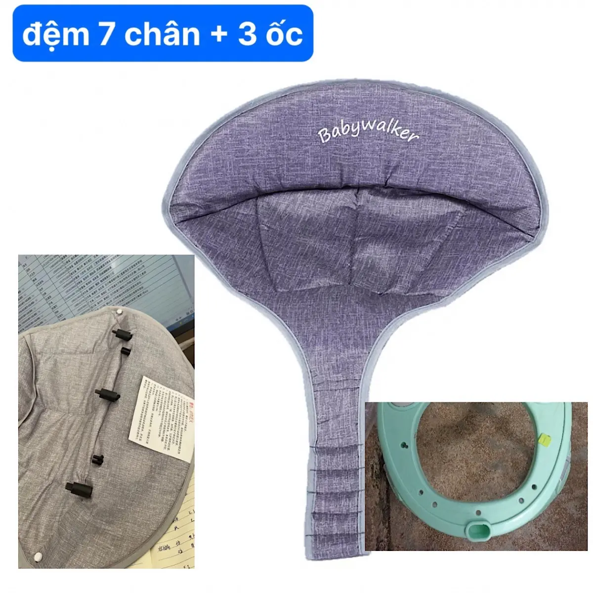 Yên xe tập đi hàng 7 chân  hoặc 6 chân thay thế cho xe con mèo babywalker (xem kĩ trước khi mua)