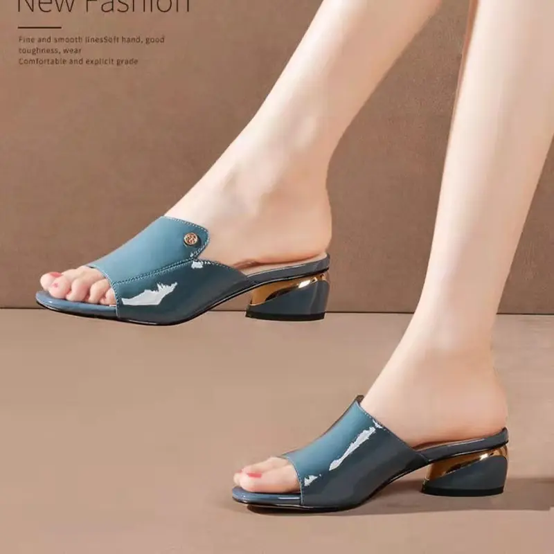Dép Lười Nửa, Xu Hướng Thường Ngày Cho Nữ, Ngoại Cỡ, Phong Cách Quốc Tế Thương, Hàng Mới Về Mùa Lò Xo Và Mùa Hè 2024, Thiết Kế Chữ Kim Loại, Thương Mại Biên Giới, Xuyên Biên Giới 2