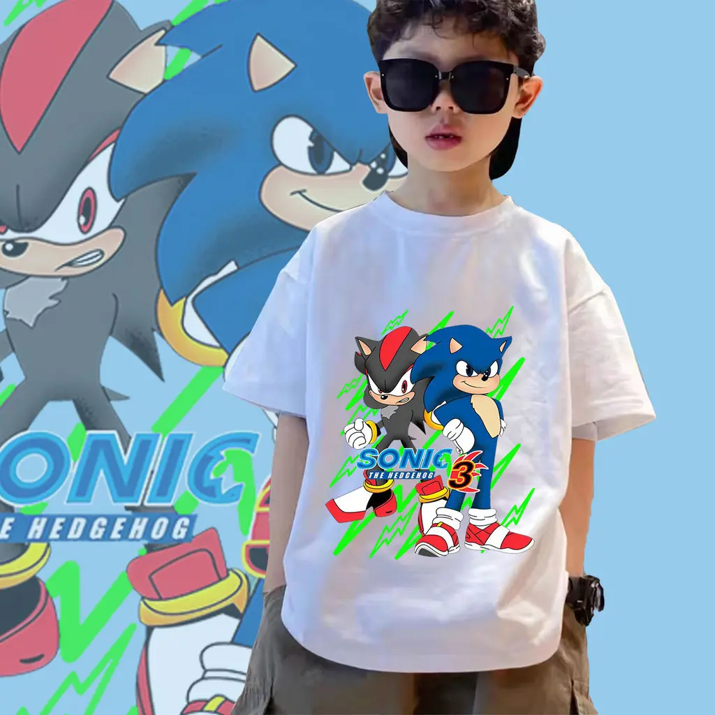 Summer Children's  Short Sleeve sonic t-shirt cartoon boys and girls size 100-150cmS-5XL