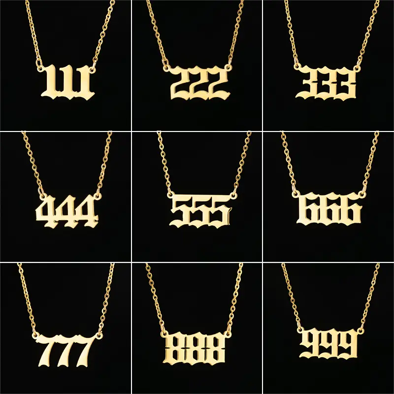 Angel Digital Necklace Female Ins No. 000-999 Stainless Steel Digital Pendant Chain