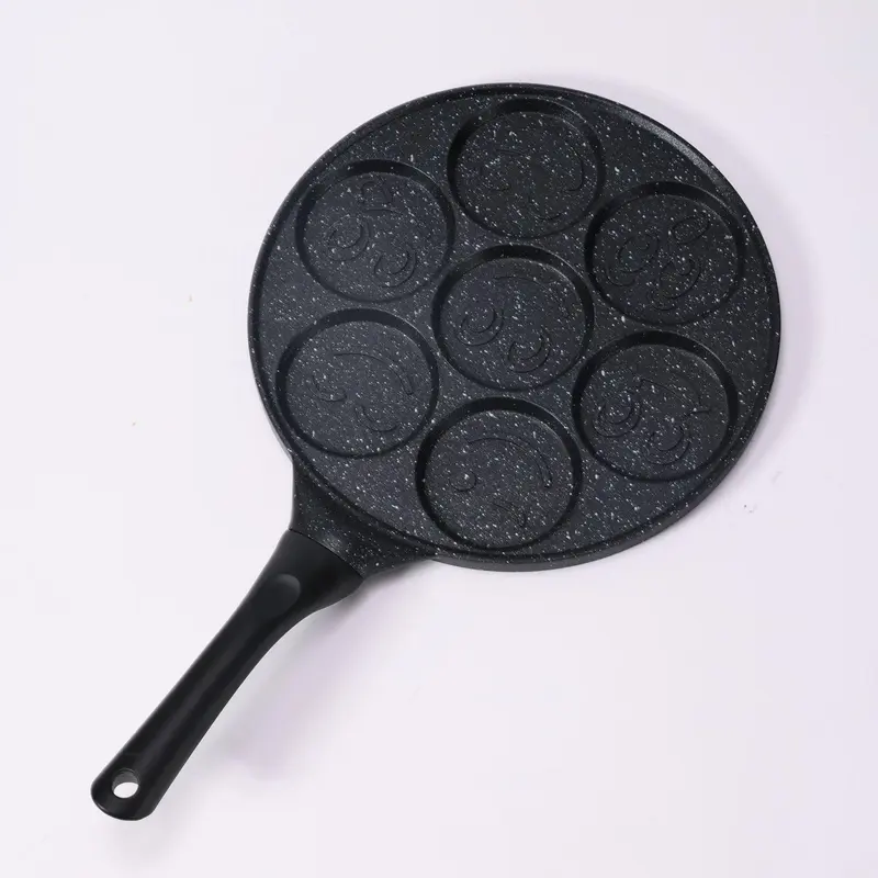 7 Hole Pancake Pan, Non Stick Pancake Pan with Handle, Creative Shaped Breakfast Cookware for Home Kitchen, Crepe Maker Pan 2