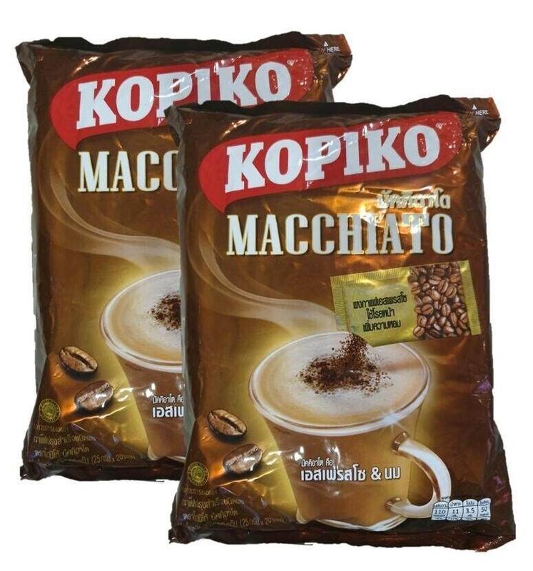 Mẫu Mới 400g × 20 gói Combo 2 Túi Cafe Thái Kopiko Machiato 3in1 1 Túi có 400g 20 gói × 20g - Cà phê thơm ngon - Coffee latte socola