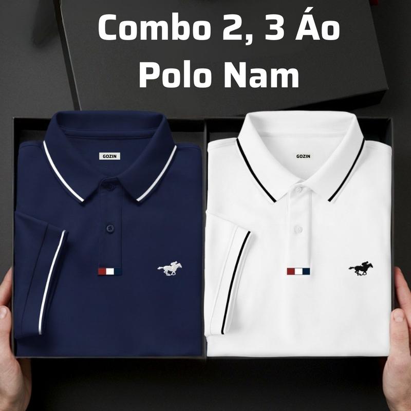  Combo 2 3 Áo Polo Nam Chất Liệu cá sấu cotton Siêu co Giãn Thoáng Khí Thương Hiệu GOZIN -JA09 