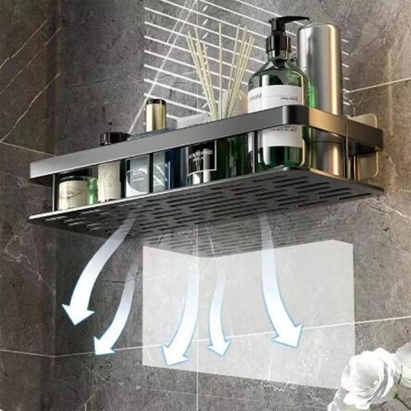 Giá Để Đồ Đa Năng, Treo Tường, Không Cần Đục Lỗ, Làm Bằng Nhôm, Thiết Kế Khoét Lỗ Thích Hợp Cho Bồn Rửa Trong Phòng Tắm, Với Chức Năng Lưu Trữ 5
