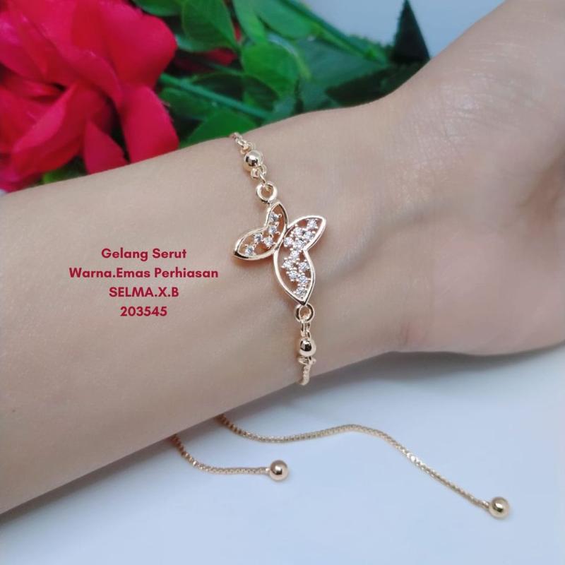 Gelang Serut Titanium Tembaga Rodium Perhiasan Emas Terlaris Termurah Tidak Mudah Luntur G16-GS1 4