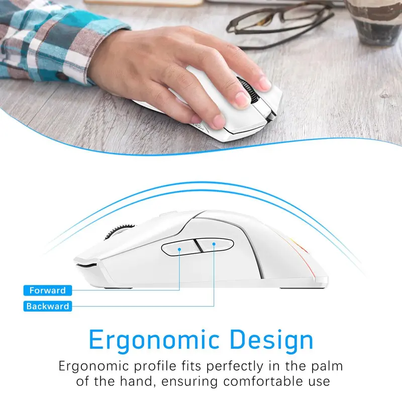 Rechargeable Wireless Gaming Mouse, Ergonomic Design Bluetooth-compatible Mouse, Gaming Mouse for Gamer, Gaming Accessories 7