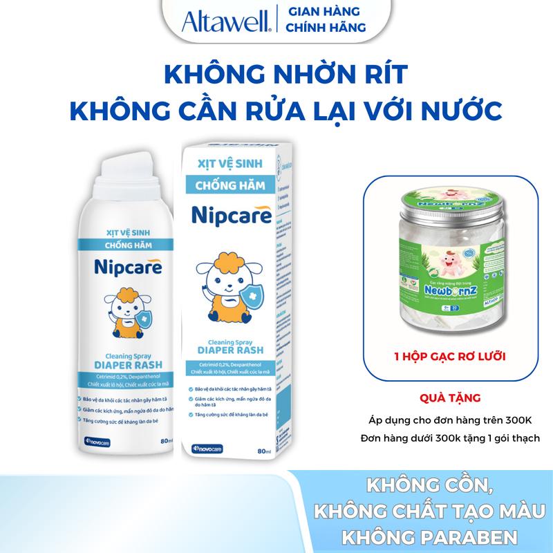 Xịt Vệ Sinh Hỗ Trợ Ngừa Hăm Nipcare, Giảm Mẩn Đỏ, Ngứa Rát, Dưỡng Ẩm Da Bé 80ML
