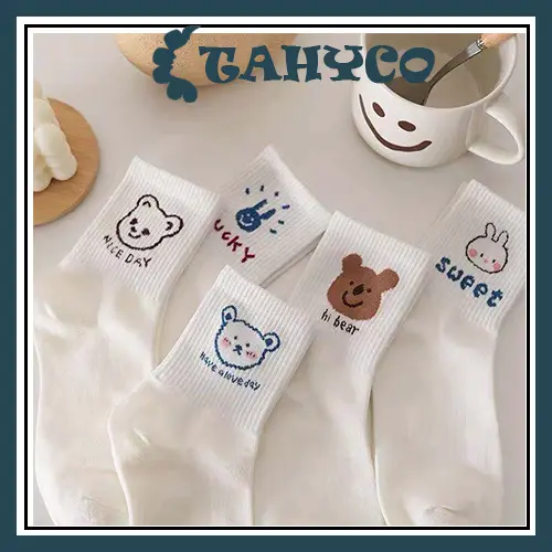 Tất nữ cổ ngắn dễ thương chất liệu cotton  phong cách Hàn Quốc 2023 TAHYCO TN04 1 ĐÔI 0