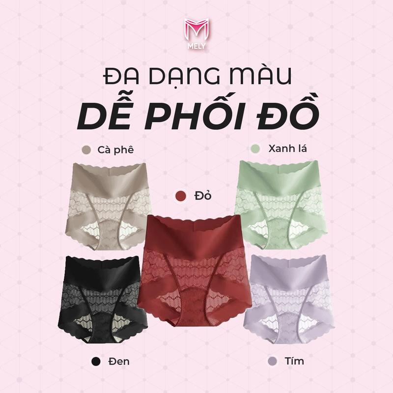 Quần lót lụa polylactic nữ 2455 cạp cao lượn sóng kháng khuẩn 7A thoáng khí Women 1
