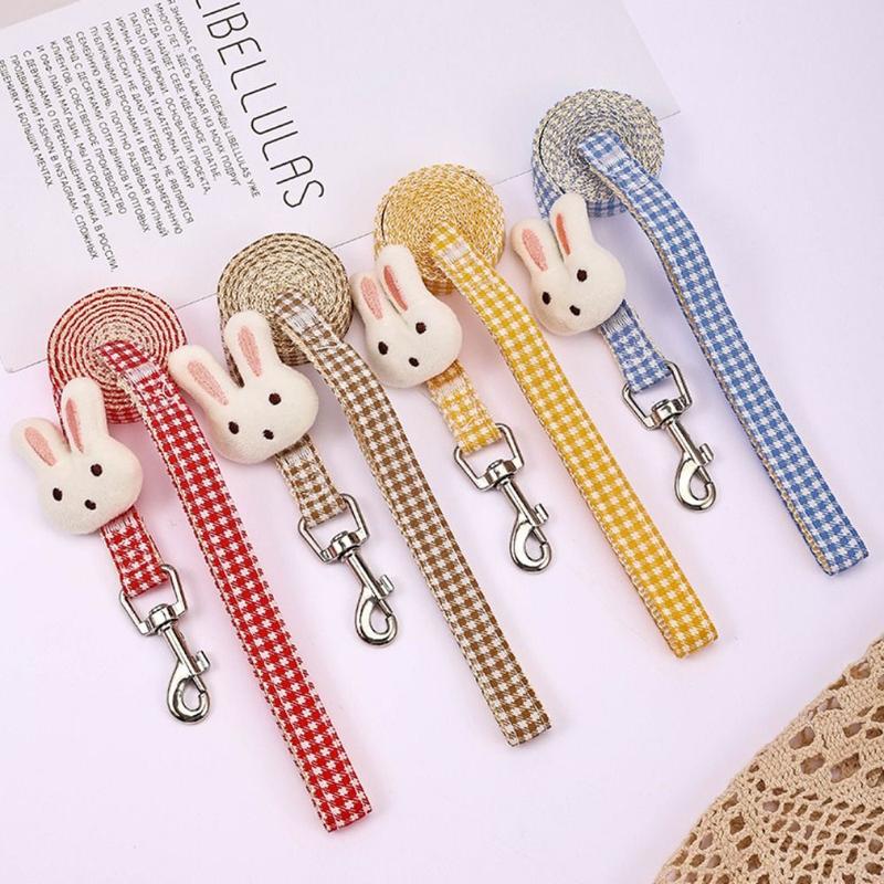 Product Introduction of Pet Harness Rabbit Doll Dog Plaid Chest Vest Cloth With Leash Rabbit Doll Dog Harness Adjustable Dog Chest Strap Puppy 10