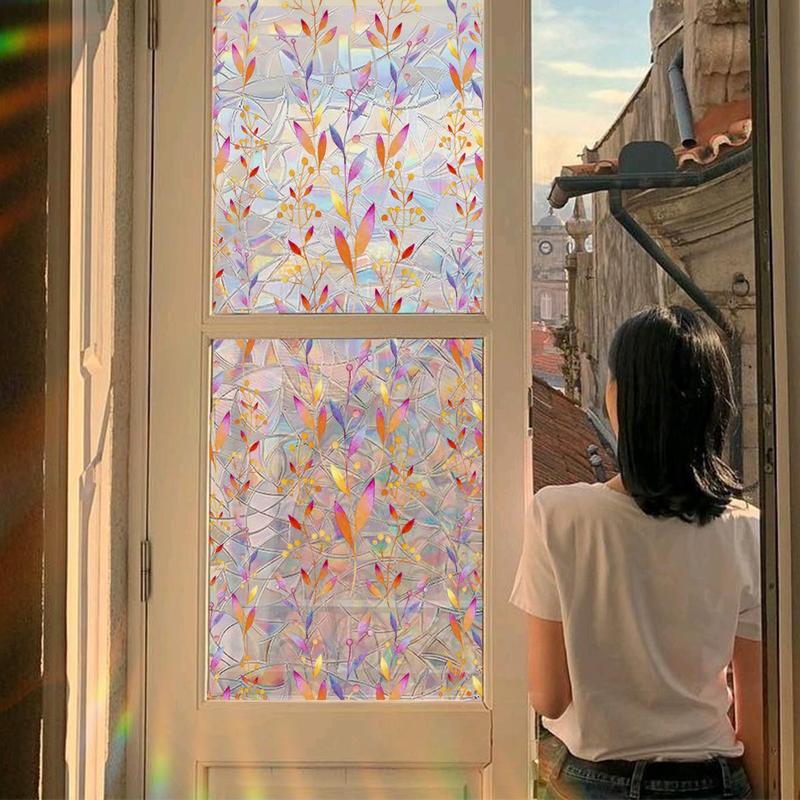 Leaf Pattern Window Sticker, 1 Roll Creative Static Window Sticker, Double Sided Visible Window Glass Decoration Sticker 5