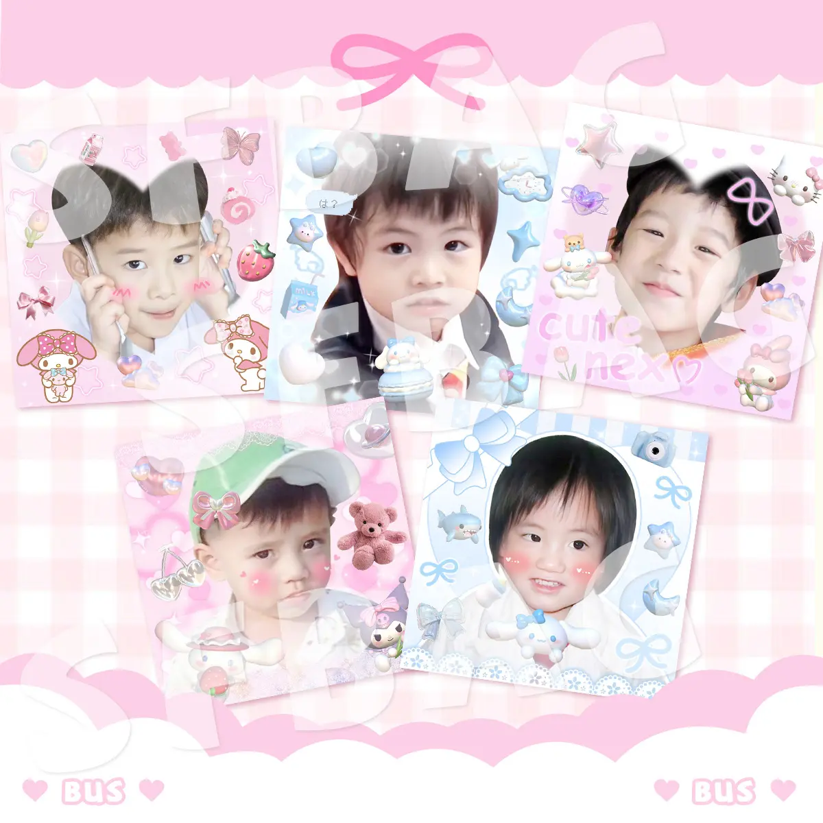 Sanrio Bus Phutatchai, Thai, and Peemwasu Childhood Avatar Stickers 4x4cm 40 Sheets