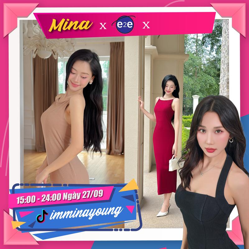 Đầm body 2 dây MELLI dáng dài len tăm Hàn co giãn, tiểu thư sang trọng - 3 màu HOT - Women, Nữ Dress Đen