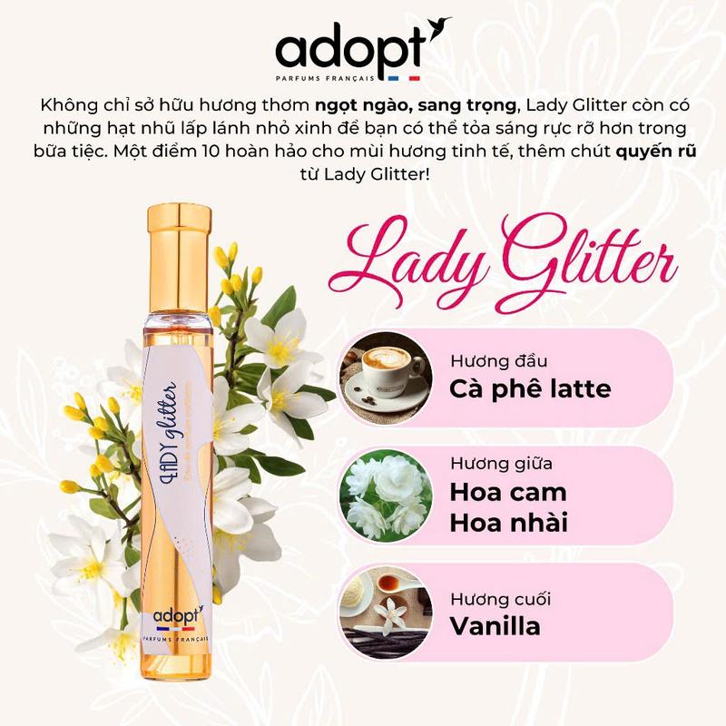 Nước hoa nữ Adopt' LADY GLITTER - Hương thơm kiêu sa - Nước hoa Pháp chính hãng 30ml Perfume Cosmetic
