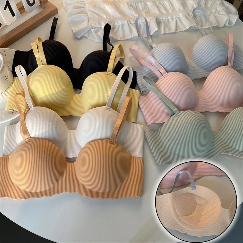 Wireless Bra 1/2 Cup Push Up Detachable Invisible Seamless Bralette Double Shoulder Strap Soft Comfortable Brassiere
