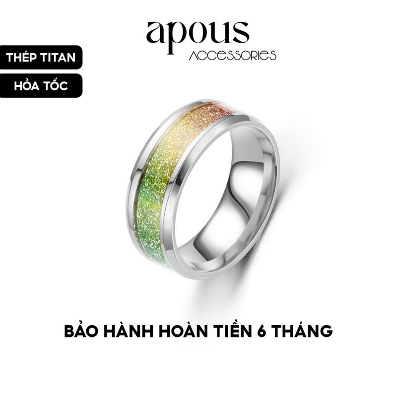 N023 - Nhẫn nam nữ Màu cầu vòng Rainbow Galaxy - Thép Titan - Phụ kiện trang sức Unisex Apous 0