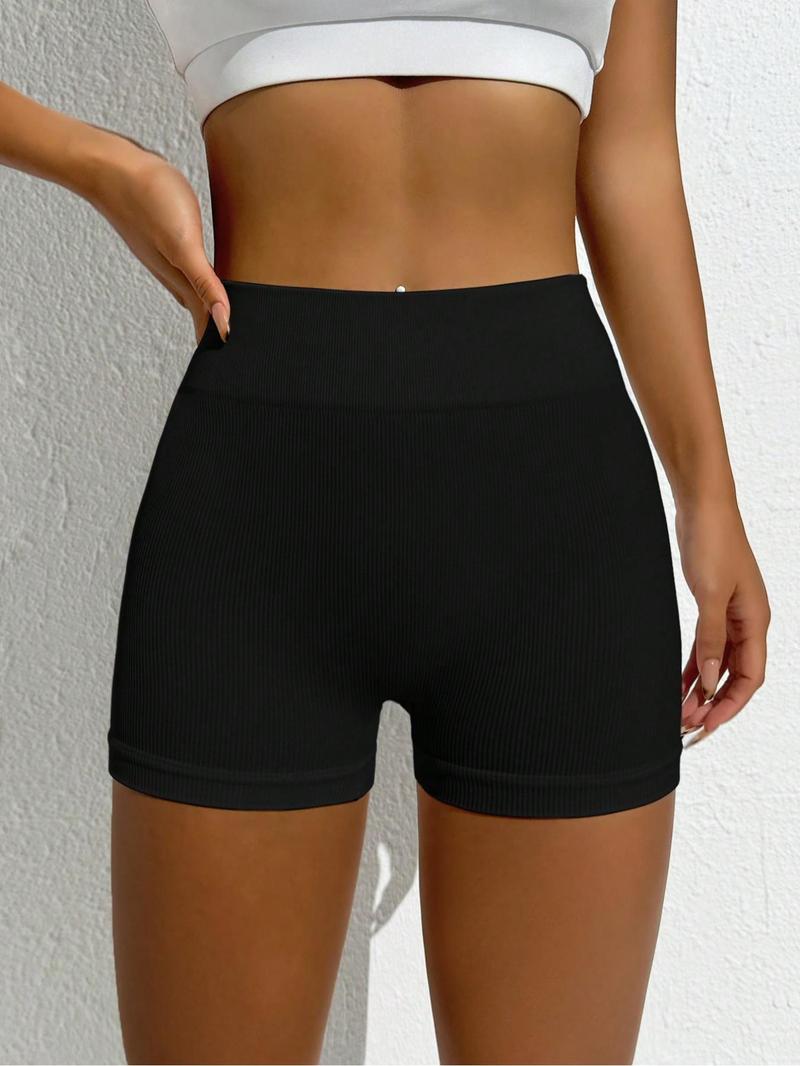 Product Introduction of Women's Solid Color Ribbed High Waist Gym Shorts, Slim-fitting Casual Breathable Comfortable Skinny Shorts for Yoga Gym Workout Running, Ladies Sportswear for Indoor Outdoor Wear 7